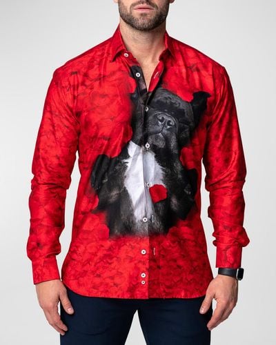 Maceoo Fibonacci Valentine'S Dog Sport Shirt - Red