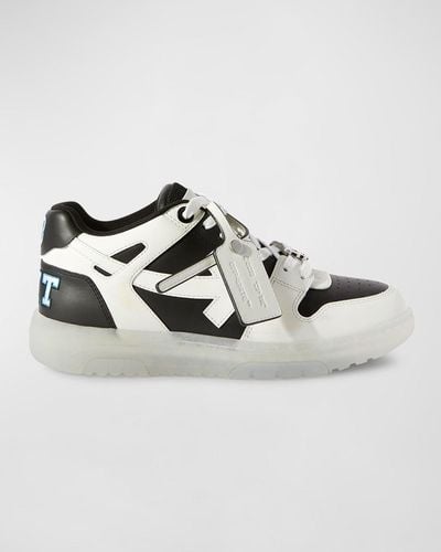Off-White c/o Virgil Abloh Out Of Office Logic Leather Low-Top Sneakers - Metallic