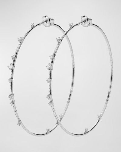 Mattia Cielo 18k White Gold Diamond Hoop Earrings