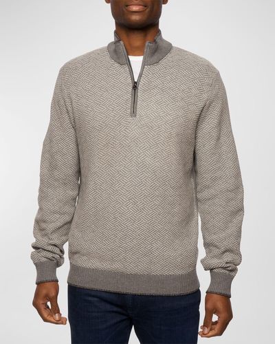 Robert Graham Draco Quarter-Zip Knit Sweater - Gray