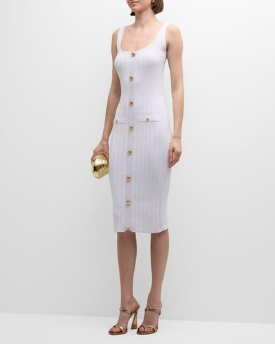 retroféte Laney Metallic Knit Midi Bodycon Dress - White