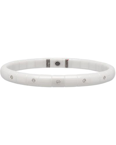 ’ROBERTO DEMEGLIO Pura 18K Ceramic 5-Diamond Stretch Bracelet - White