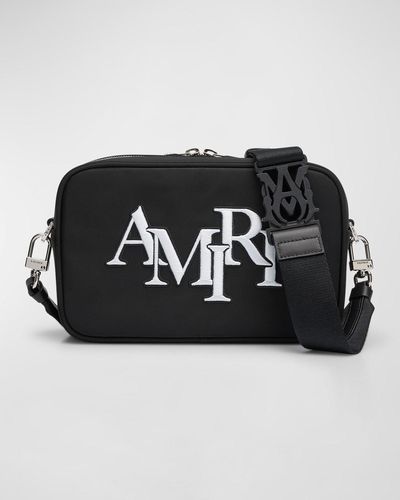 Amiri Staggered Logo Large Camera Crossbody Bag - Black