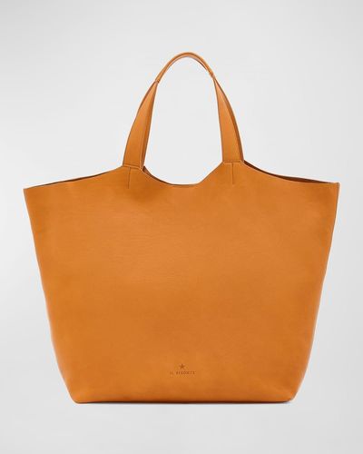 Il Bisonte Le Laudi Leather Tote Bag - Orange