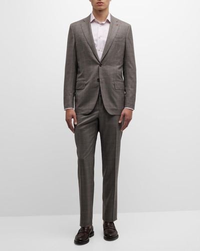Isaia Plaid Wool Suit - Gray