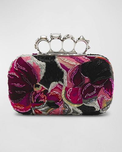 Alexander McQueen Sequins Flower Box Clutch Bag - Pink