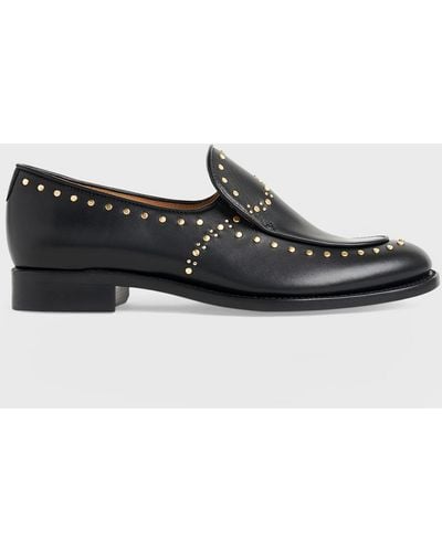 The Office Of Angela Scott Miss Cecilia Studded Leather Loafers - Black