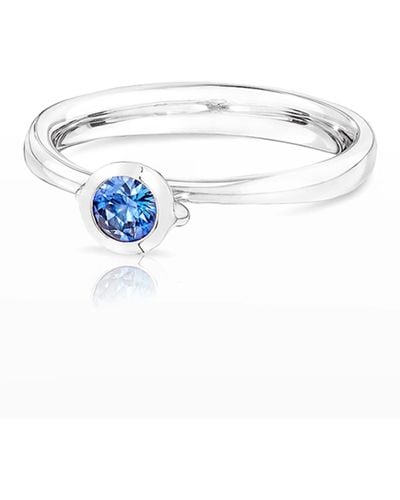 Tamara Comolli Bouton Solitaire 18k White Gold Blue Sapphire Ring