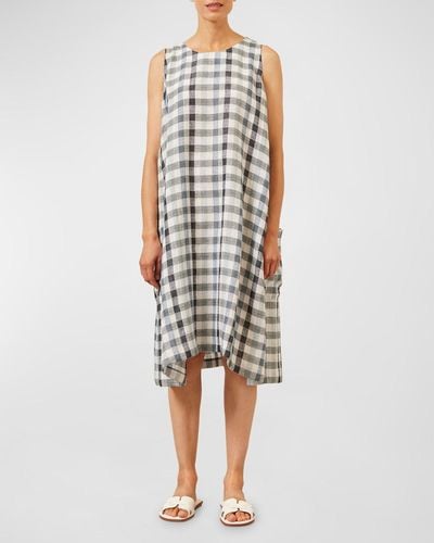 Eskandar 3/4-Length Side Pleated Sleeveless Dress - Multicolor