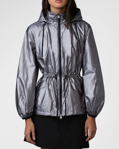 Mackage Isha Windproof Cinched Metallic Rain Jacket - Gray
