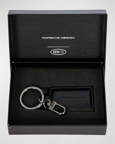 Porsche Design Pd Leather Square Keyring - Black