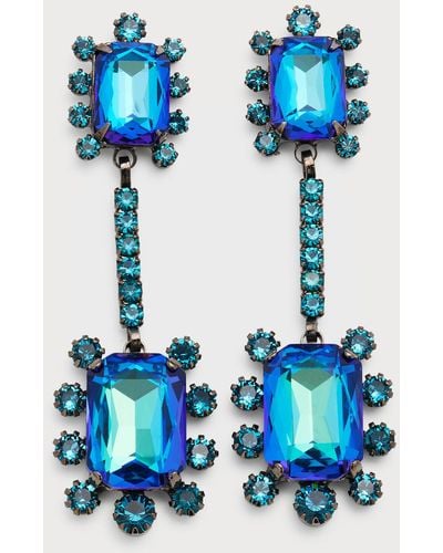 Elizabeth Cole Gaia Linear Crystal Dangle Earrings - Blue