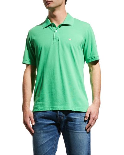 Jared Lang Star Knit Pima Cotton Piqué Polo Shirt - Green