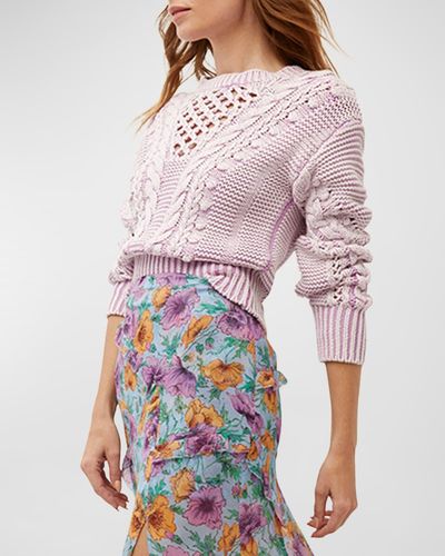 Veronica Beard Eleanor Cable-knit Sweater - Pink
