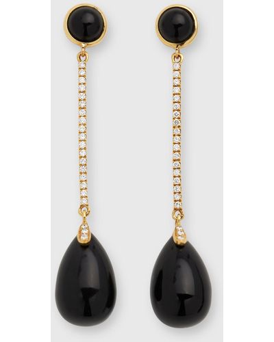 Goshwara 18k Yellow Gold Naughty Onyx And Diamond Drop Earrings - White