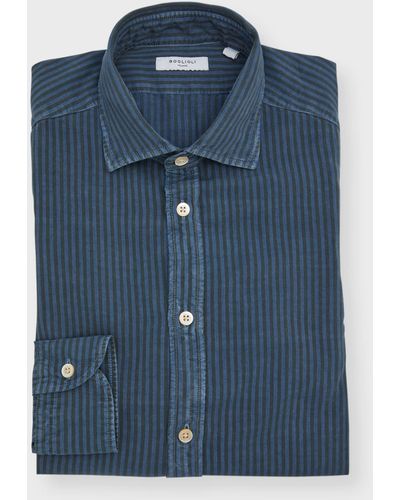 Boglioli Tonal Striped Dress Shirt - Blue