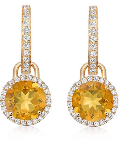 Kiki McDonough Grace 18k Yellow Gold Citrine Diamond Drop Earrings - Metallic
