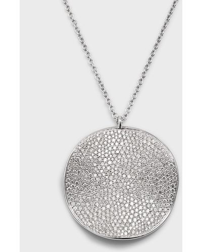 Ippolita 18k White Gold Stardust Extra Large Flower Disc Pendant Necklace With Diamonds