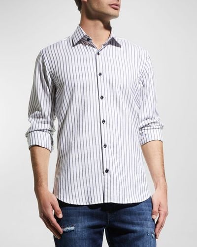 Jared Lang Stripe Sport Shirt - White