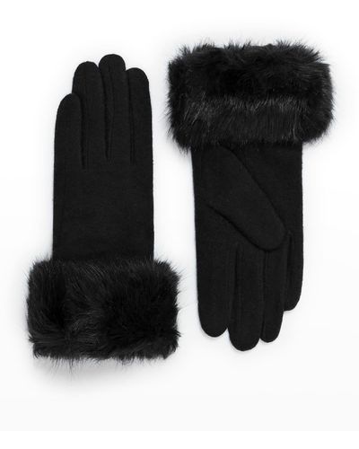 Pia Rossini Monroe Touch Screen Gloves W/ Faux-Fur Cuffs - Black