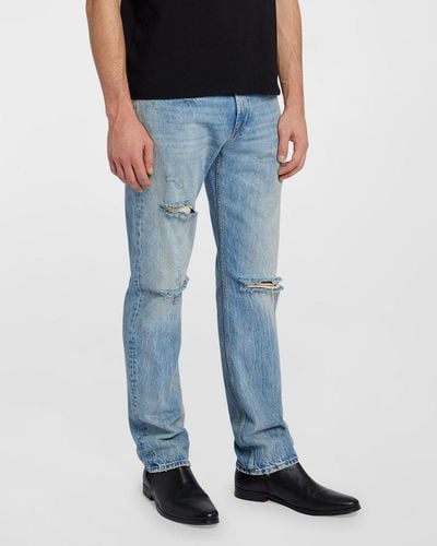 7 For All Mankind Straight-Leg Destroyed Jeans - Blue