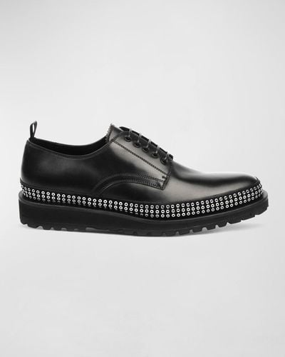 CoSTUME NATIONAL Plain-Toe Studded Leather Derby Shoes - Black