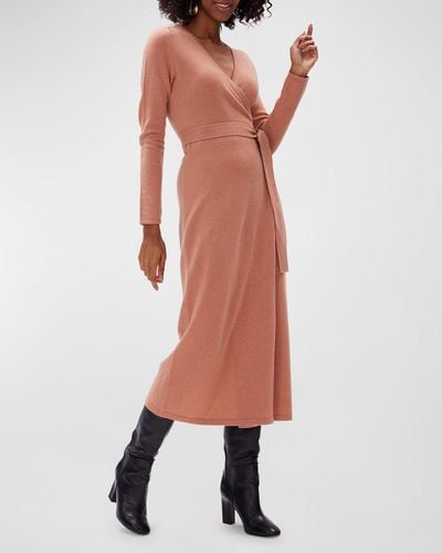 Diane von Furstenberg Astrid Wool-Cashmere Midi Wrap Dress - Natural