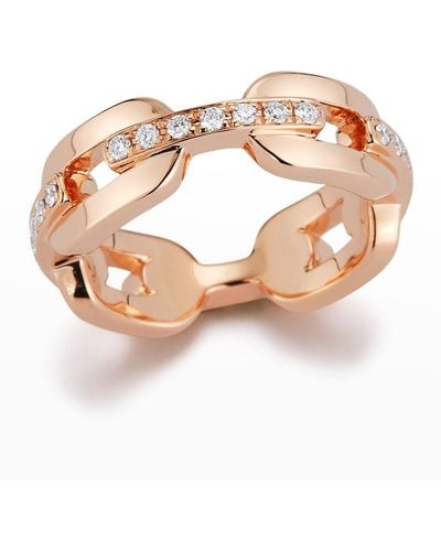 WALTERS FAITH Saxon Rose Gold Diamond Bar Flat Chain Link Ring Size 6 - Pink