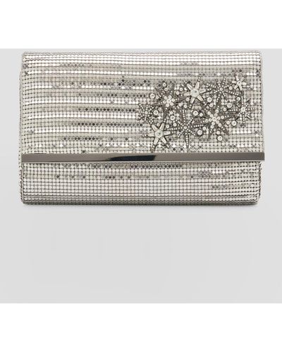 Whiting & Davis Marilyn Embellished Flap Clutch Bag - Gray