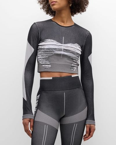 adidas By Stella McCartney Truestrength Seamless Space-dyed Yoga Crop Top - Gray