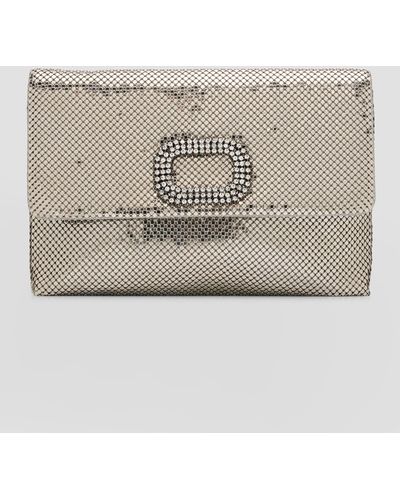 Whiting & Davis Audrey Crystal Buckle Clutch Bag - Natural