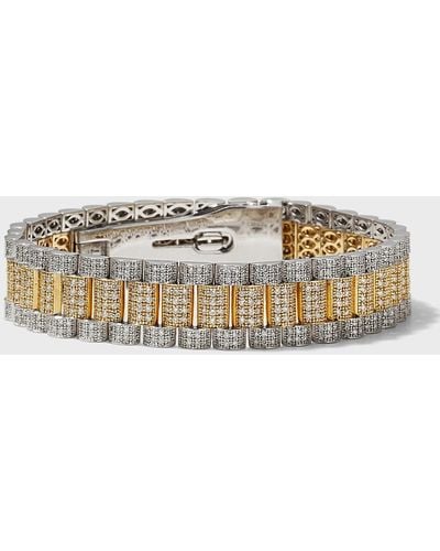Heera Moti White And Yellow Gold Pave Diamond Link Bracelet