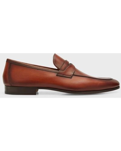 Magnanni Sasso Leather Penny Loafers - Brown