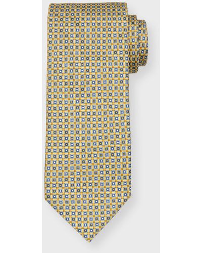 Zegna Geometric Silk Jacquard Tie - Metallic