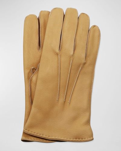 Portolano Deerskin Gloves W/ Contrast Stitching - Natural