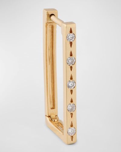 Three Stories Jewelry 14k Yellow Gold Classic Metal-set Diamond Rectangular Single Hoop Earring - Metallic