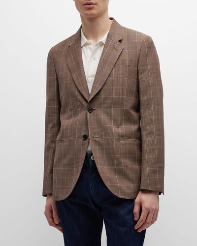 Paul Smith Two-Button Plaid Sport Coat - Brown