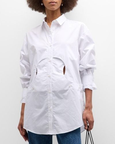 Wynn Hamlyn Lock Button-Front Cotton Shirt - White