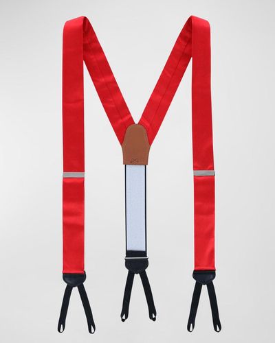 Trafalgar Sutton Solid Silk Suspender Braces - Red