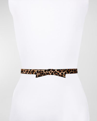 Kate Spade Leopard-Print Bow Calf Hair Skinny Belt - White