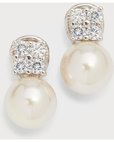 Majorica Selene Cubic Zirconia Quad And Pearl Omega Earrings - Natural