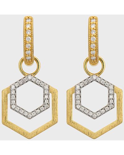 Jude Frances Lisse Open Duo Hexagon Diamond Earring Charms - Metallic