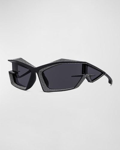 Givenchy Giv Cut Strass Rhinestone-embellished Shield Sunglasses - Multicolor