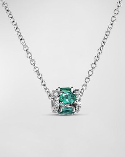 Miseno Procida 18k White Gold Emerald And Diamond Pendant Necklace - Blue