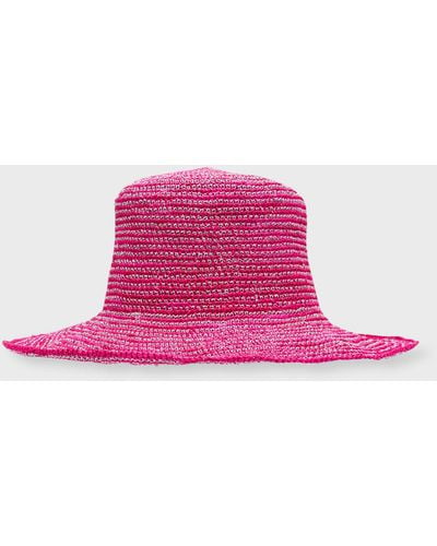 Sensi Studio Metallic Crochet Bucket Hat - Pink