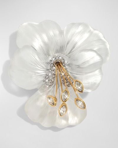 Alexis Pansy Lucite Crystal Pin - White