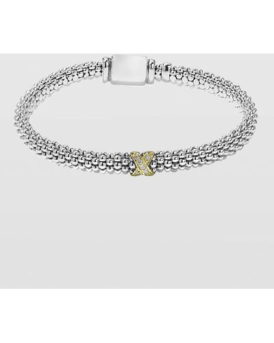 Lagos Embrace Silver Diamond X Bracelet, 6 Mm - Metallic