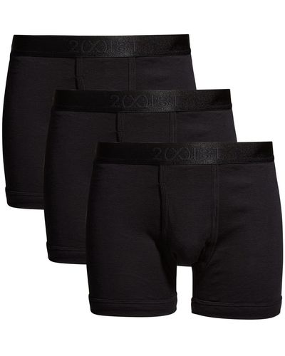 2xist 3-Pack Pima Cotton Boxer Briefs - Black