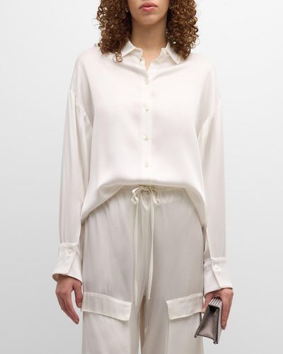 LAPOINTE Doubleface Multiway Satin Button-Down Shirt - White