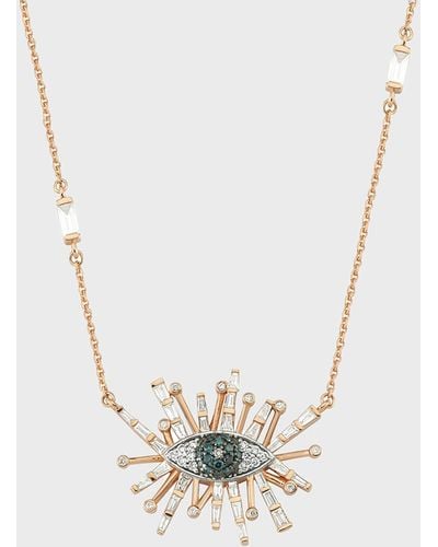 BeeGoddess 14k Rose Gold Eye Light Diamond Necklace - White